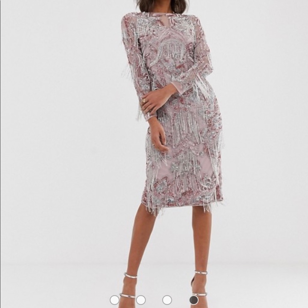 ASOS Beaded Midi Fringe Dress